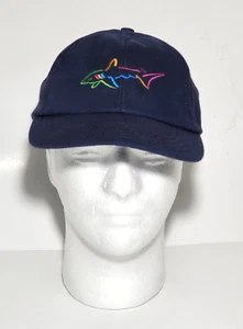 Greg Norman Shark Attack Logo Golf Hat Cap Navy Blue Adjustable Strap Back - Picture 1 of 10