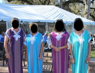 Handmade Moroccan Linen Gandoura Dress With Embroidery Loungewear Pool Wear. - Image 1 of 4