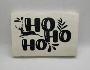 Letrero de granja "HO HO HO" hecho a mano madera reutilizada decoración nivel bandeja estante cuidador - Imagen 1 de 7