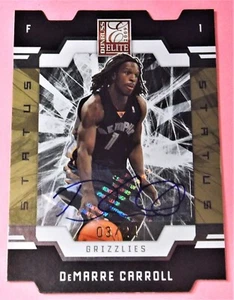 DeMarre Carroll Grizzlies 2009 Donruss Elite Gold Status Die-Cut Auto Card 03/24 - Picture 1 of 1
