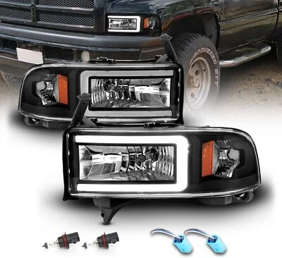 BLACK LED DRL Headlights + Corner Lamps For 1994-2001 Dodge Ram 1500 2500 3500 - Image 1 of 4