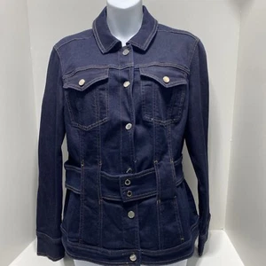 Womens white & Black Dark Blue Jean Jacket Size 12… - Picture 1 of 5