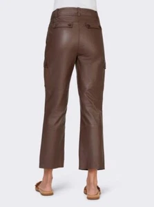LINEA TESINI Damen Designer-Lammnappaleder-Cargohose, cognac - Bild 1 von 4