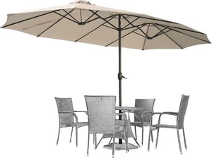 15x9ft Double-Sided Patio Outdoor Market Umbrella Large Umbrella Table Umbrellas - Picture 1 of 93