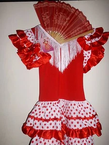 NEU SPANISCHE TÄNZERIN Original aus Spanien Kostüm Kleid Alter ca. 10-12 J. - Bild 1 von 2