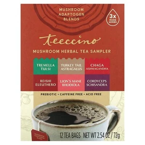 Mushroom Herbal Tea Sampler, 6 Flavors, Caffeine Free, 12 Tea Bags, 2.54 oz (72 - Picture 1 of 3