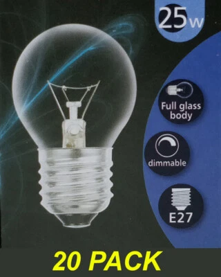 20 x 25W Clear Fancy Round Light Globes Bulbs Lamps E27 Screw Incandescent G45 - Image 1 of 4