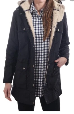 Barbour Carribena Wax Parka- Faux Fur-Navy US 4/ UK 8 - Image 1 of 4