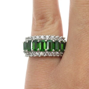 CHUCK CLEMENCY 925 Sterling Silver White Topaz & Peridot Gem Ring Size 5.25 - Picture 1 of 10