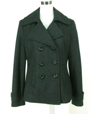 Casaco Nine West Peacoat mistura de lã cinza carvão etiqueta tamanho 10 / ADEQUADO PARA 8 NOVO SEM ETIQUETAS - Imagem 1 de 4