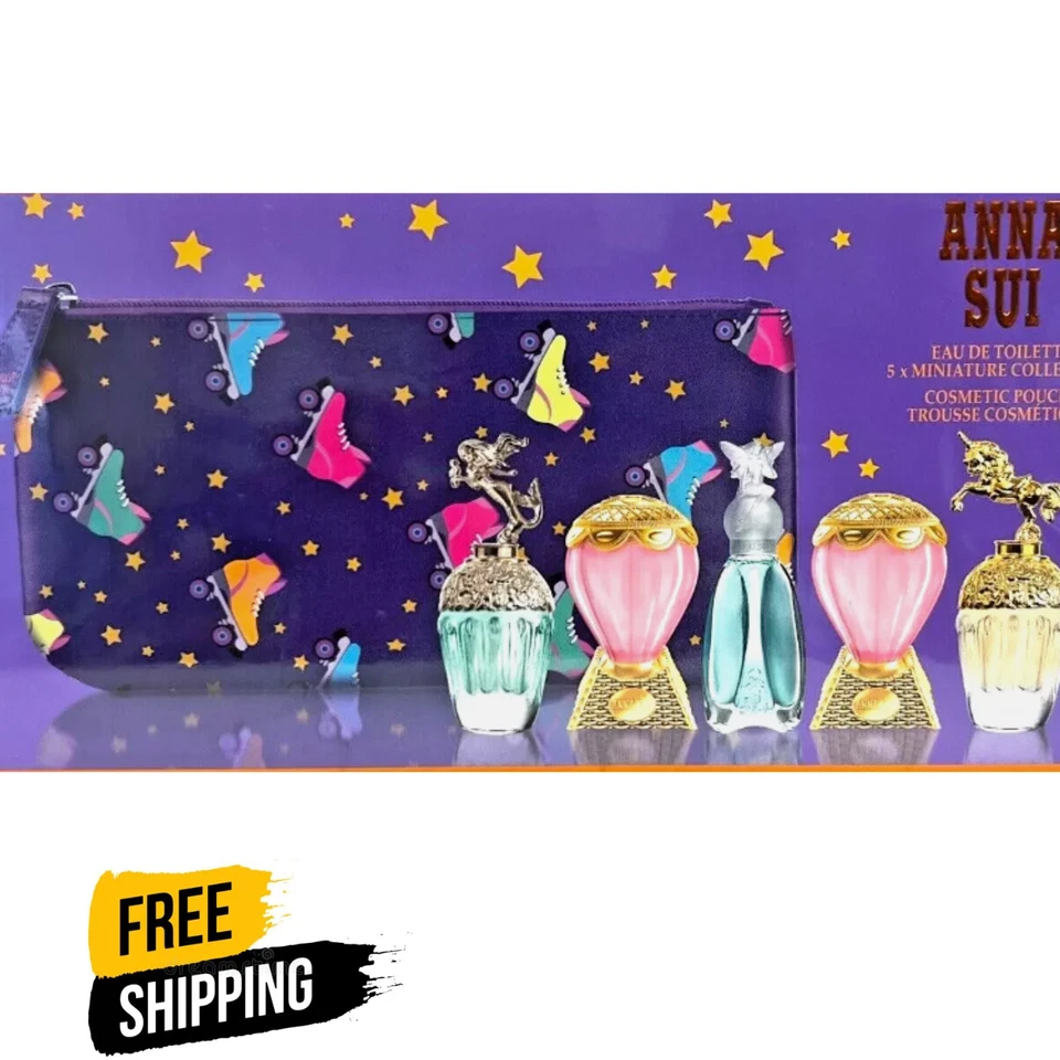 Anna Sui 5 x 0,17 oz/5 ml coleção miniatura conjunto de presente com bolsa - Imagem 1 de 2