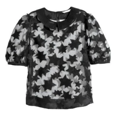 H&M Women cheer stars cropped blouse key hole back  black sz 10 - Image 1 of 4