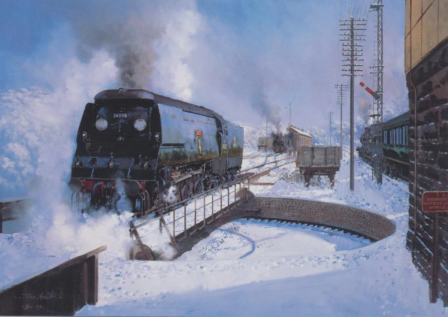 Bude 34006 West Country Southern Railway Engine Steam Train Christmas Xmas Card