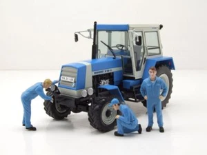 Progreso ZT 323 tractor con 3 figuras azul blanco modelo coche 1:32 Schuco - Imagen 1 de 9