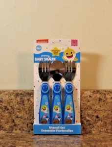 Nickelodeon Baby Shark Toddler Forks and Spoon Flatware Set NEW - Picture 1 of 3