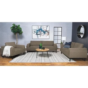 Coaster Rilynn 3-Piece Upholstered Fabric Sofa Set with Track Arms in Brown - Picture 1 of 13