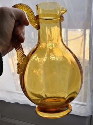 GRANDE CARAFE GOURDE ANCIEN GRAND PICHET en VERRE AMBRE SAND ou PORTIEUX - Photo 1/4