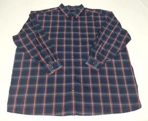 Harbor Bay Men's BIG 5X No Wrinkle Technology LS Dark Blue Plaid Button Down - Picture 1 of 21