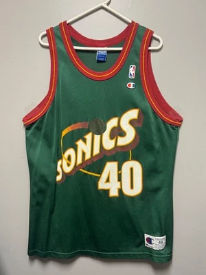 Vintage Champion Shawn Kemp Seattle Supersonics Green Jersey Size 48 - Image 1 of 3