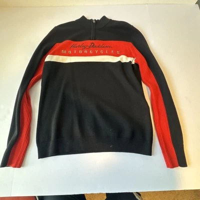 Suéter Harley Davidson Mujer 1/4 Cremallera Pullover Tejido Bordado Algodón Lana M Foto 1 de 4