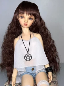 1/3 BJD SD SD13 braune gewellte Perücke mit Pony Gr. 9 - Bild 1 von 7