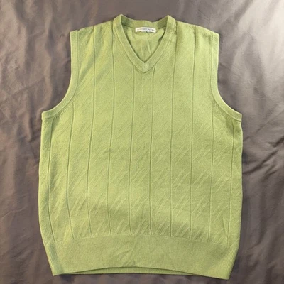 Chaleco Suéter Geoffrey Beene Cachemira Cuello en V Talla M Verde Primavera Unisex Academia Foto 1 de 4