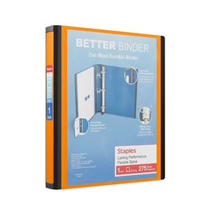 Staples Better 1-Inch D 3-Ring View Binder Orange (13465-CC) 55841/13465 - Picture 1 of 7