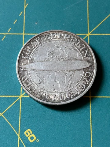 German - 1930 3 Reichsmark Graf Zeppelin 1929 Silver Coin Cover