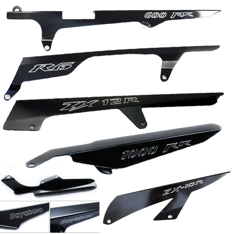 Cubierta protectora de cadena de motocicleta aluminio Billet negra para Yamaha YZF-R1 YZF R6 R6S Foto 1 de 1