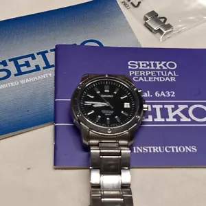Seiko Perpetual Calendar Cal 6A32 Snq007 New Battery Has Paper Work/Extra Link - Picture 1 of 15