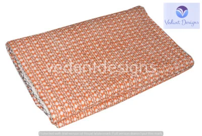 Handmade Polka dot Kantha Embroidery Double Blanket Throw Indian Bedspread - Image 1 of 4