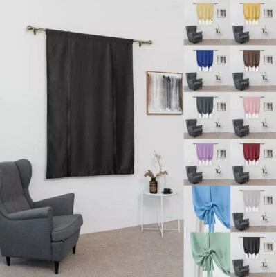 Blackout Tier Curtain Short Kitchen Curtains Panel Eyelets Drapes High-precision - image 1 of 4