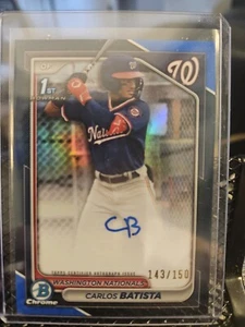 2024 Bowman Chrome Baseball 1st Bowman Carlos Cruz True Blue Auto /150 Nationals - Bild 1 von 1