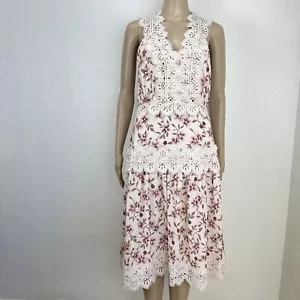 Adelyn Rae Floral Tiered Dress Lace Trim XS Pink Summer Dress Cottage Fairy - Picture 1 of 14