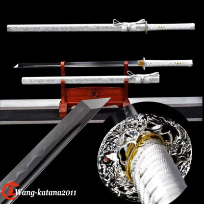 Elegant Silver Sharp Ninja Sword T10 Clay Tempered Japanese Samurai Ninjato - Image 1 of 4