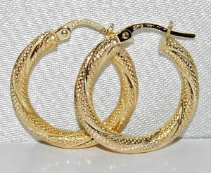 OLD ENGLISH JEWELLERS 9CT GOLD GLITTERY LADIES CREOLE HOOP EARRINGS