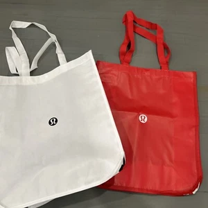 Bolso de Mano de Compras Lululemon Reutilizable Grande Blanco Rojo Lote 2 Nuevo Gimnasio Compras - Imagen 1 de 5