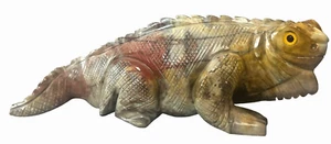 Statuina rettile iguana lucertola in pietra intagliata a mano 750 g ~7" - Foto 1 di 6