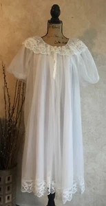 Vintage Miss Elaine durchsichtiges Tuch Negligee Bademantel Nachthemd Kleid M KEINE FEHLER SAUBER - Bild 1 von 10