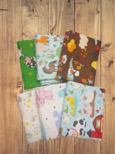 Verschiedene Kinder Bauernhof Flachfalten Sortiment 18 Yard Konvolut Flanell Stoff - Bild 1 von 2