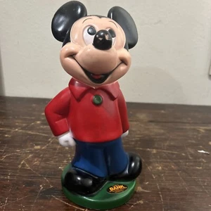 Mickey Mouse Coin Piggy Bank by Play Pal Plastics Walt Disney 1970’s W/Stopper - Picture 1 of 7