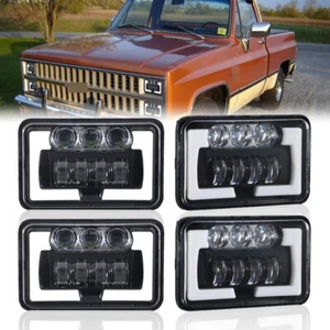 For Chevy C10 C20 C30 1981-1986 4PCS 4x6" LED Headlights Hi/Lo DRL Turn Signal - Bild 1 von 12