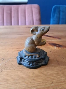 Vintage Painted Cast Iron Mouse Door Stop - Picture 1 of 3