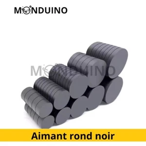 Black round magnet, dimensions 16x3mm, 25x3mm and 30x3mm. - Picture 1 of 1