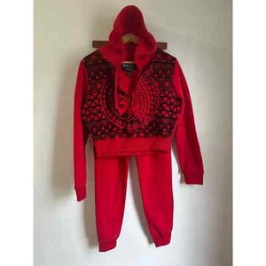 Red fox Juniors Girls Indian Head 2 Piece Red Black Jumpsuit Sweatsuit Large - Picture 1 of 8