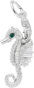 Sterling Silver Mermaid & Seahorse Charm Lab-Created Crystal by Rembrandt - Picture 1 of 2