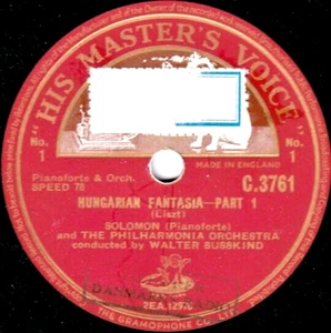 Salomon; Susskind. Liszt (ungarische Fantasie). HMV C 3761-2 (2). NM(-) - Bild 1 von 1