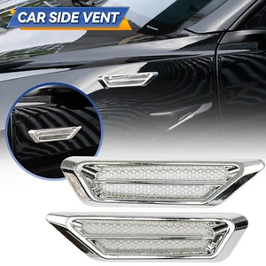 Pair Silver Chrome Auto Car Accessories Air Flow Fender Side Vent Sticker Trim - Picture 1 of 6