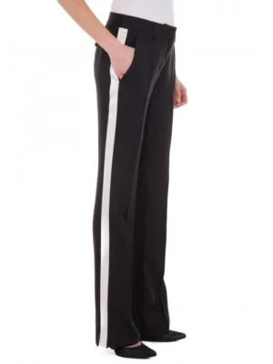 Roberto Cavalli Pantalón Recto Esmoquin Rayas Seda Negro US 6/IT 42 NUEVO CON ETIQUETAS $620 Foto 1 de 3