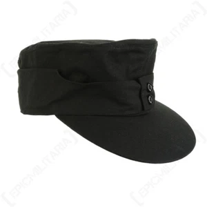 M43 Style Bundeswehr Moleskin Mountain Ski Cap in Black Cotton - Military Army - Picture 1 of 7